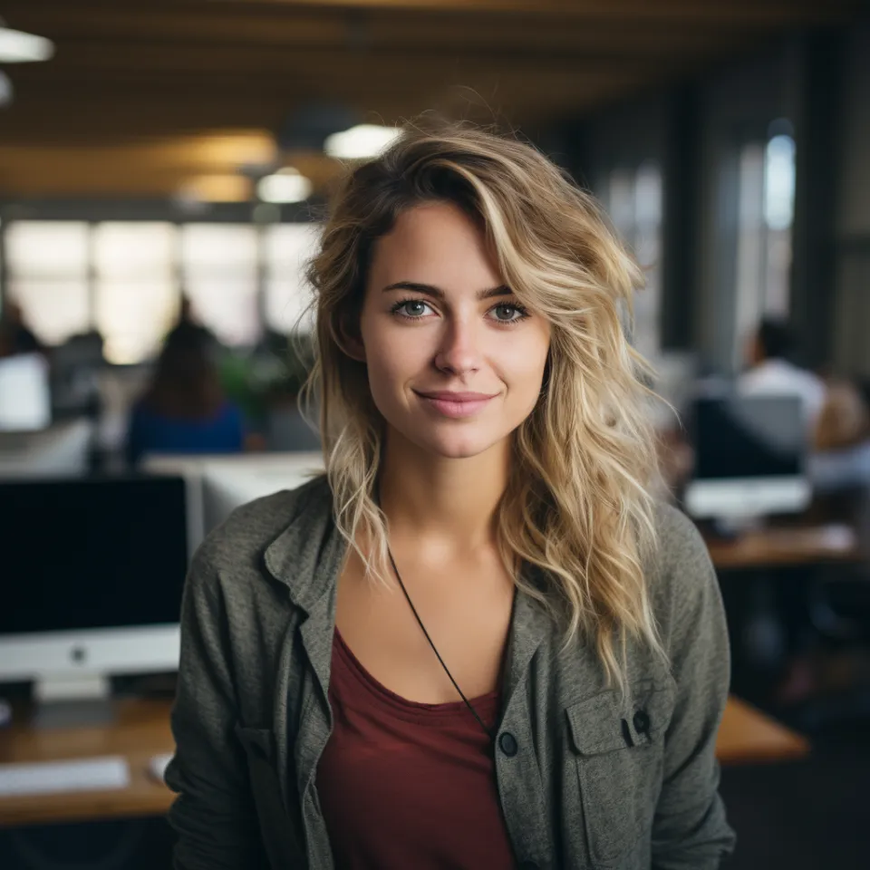Mujer adulta sonriente con gafas